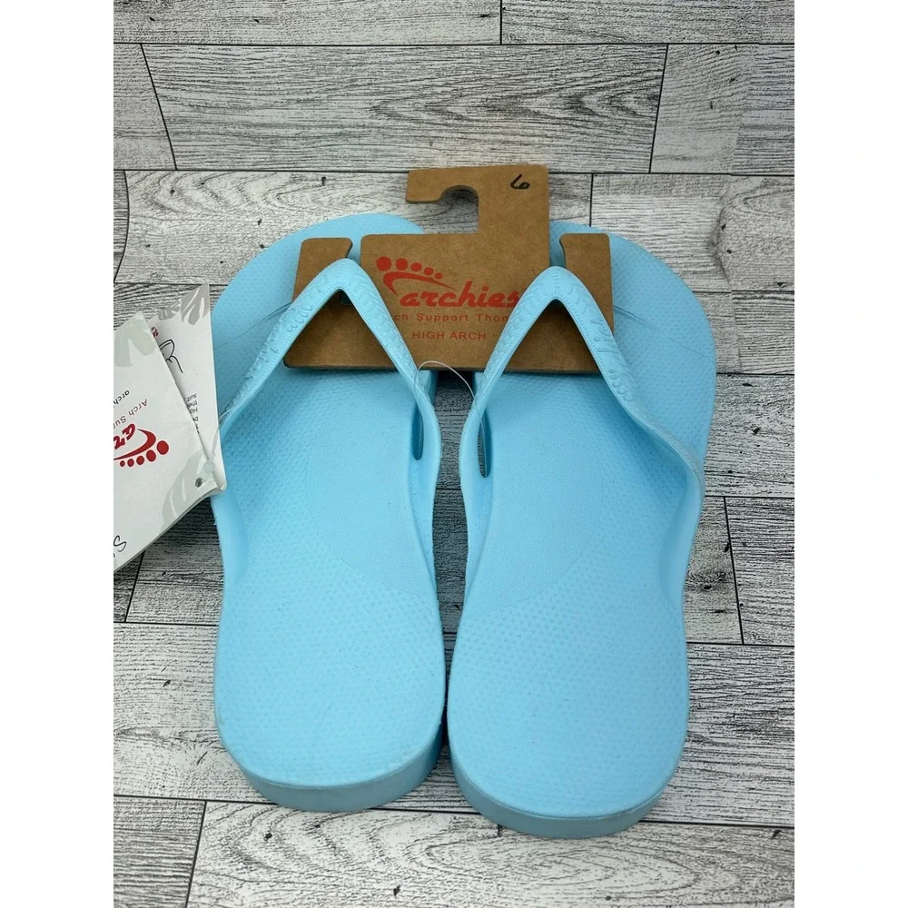 Archies Arch Support Flip Flops Sky Blue High Arch Mens 5 Womens 6 Thong Sandals